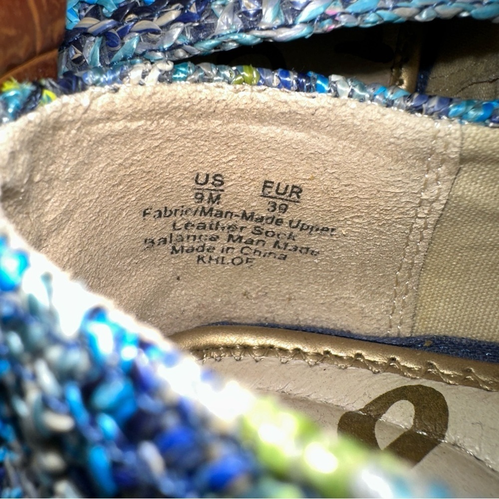 Sam Edelman Shoes 9M Blue Womens Khloe Espadrille Slip On Mini Wedge Sandals - Picture 2 of 10
